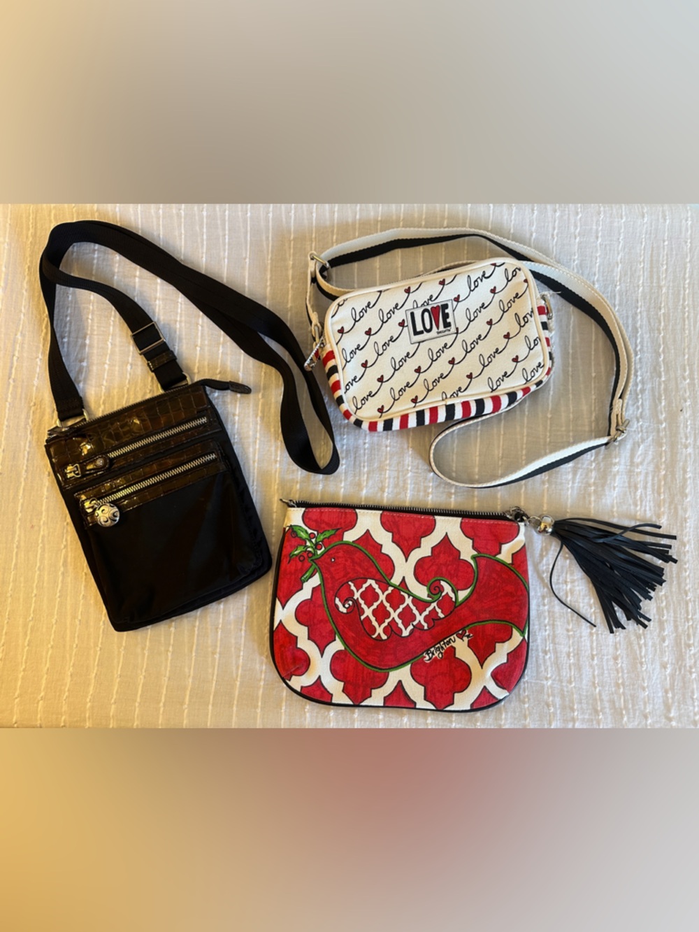 Brighton 3 piece LOT LOVE TWO crossbody bags ONE wristlet
